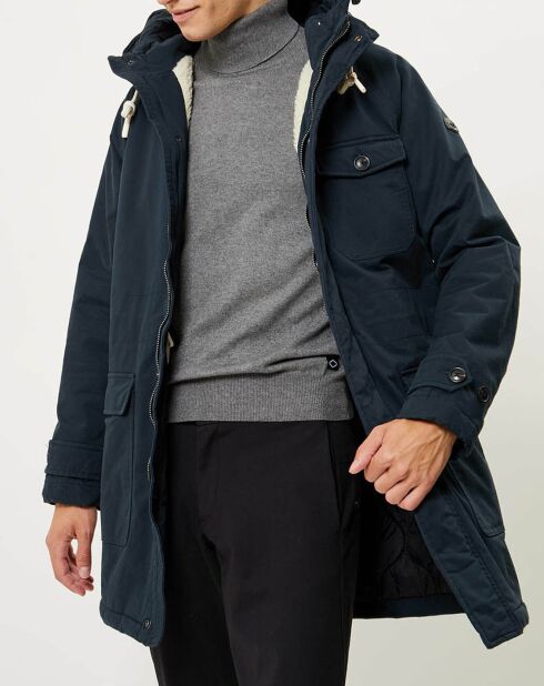 Parka matelassée à capuche Sherpa bleu marine