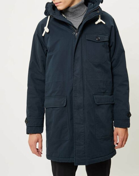 Parka matelassée à capuche Sherpa bleu marine