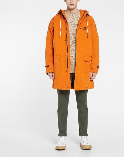 Parka matelassée à capuche Sherpa orange