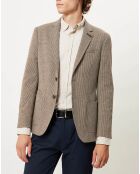 Veste de costume à carreaux beige/marron