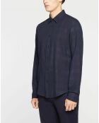 Chemise en Coton gratté Regular Fit à carreaux bleu foncé