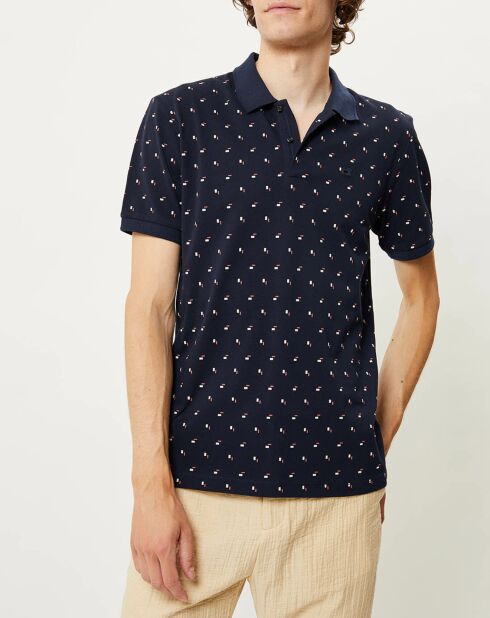 Polo Regular Fit imprimé Square bleu marine