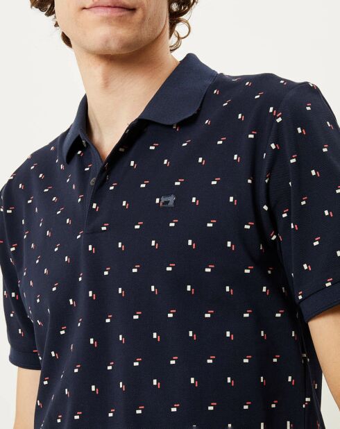 Polo Regular Fit imprimé Square bleu marine