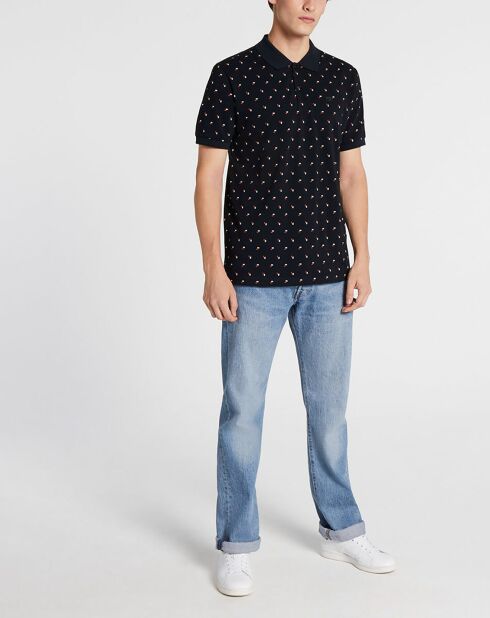 Polo Regular Fit imprimé Square bleu marine