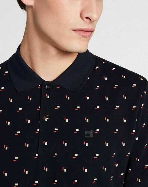 Polo Regular Fit imprimé Square bleu marine