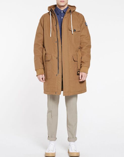 Parka à capuche Sherpa marron clair