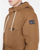 Parka à capuche Sherpa marron clair