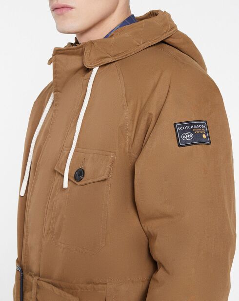 Parka à capuche Sherpa marron clair