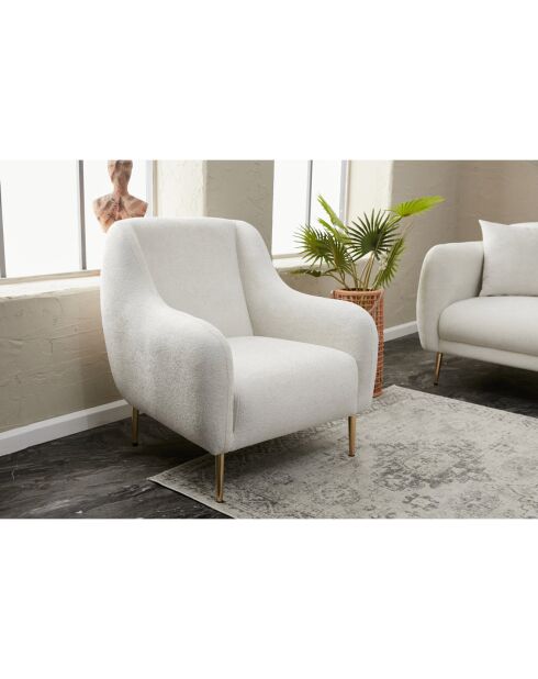 Fauteuil Simena écru/doré - 77x77x70 cm