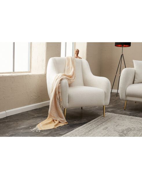 Fauteuil Simena écru/doré - 77x77x70 cm