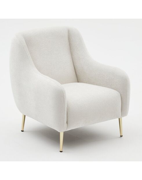 Fauteuil Simena écru/doré - 77x77x70 cm