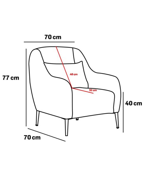 Fauteuil Simena écru/doré - 77x77x70 cm