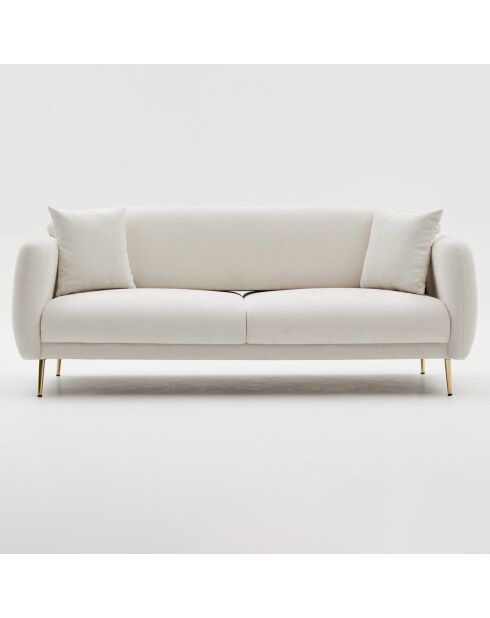 Canapé convertible 3 places Simena écru/doré - 210x80x95 cm