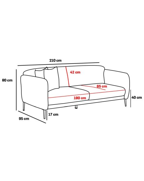 Canapé convertible 3 places Simena écru/doré - 210x80x95 cm
