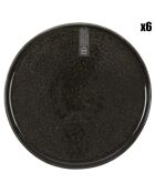 6 Assiettes à dessert noires - D.20.5 cm
