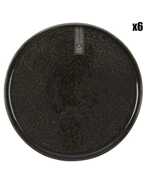 6 Assiettes à dessert noires - D.20.5 cm