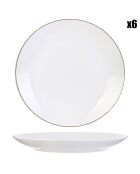 6 Assiettes en Porcelaine Liseré doré blanc/doré - D.27 cm