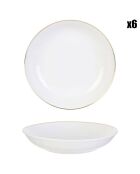 6 Assiettes creuses en Porcelaine Liseré doré blanc/doré - D.21.3 cm
