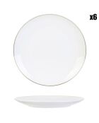 6 Assiettes en Porcelaine Liseré doré blanc/doré - D.20.3 cm
