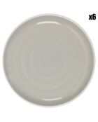 6 platos de gres bicolor/gris - D.20,5 cm