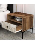 Table de chevet Lizbon noyer/blanc - 56x50.8x40 cm