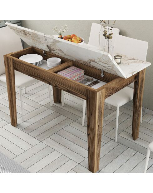 Table Kiev noyer/blanc - 110x75x72 cm
