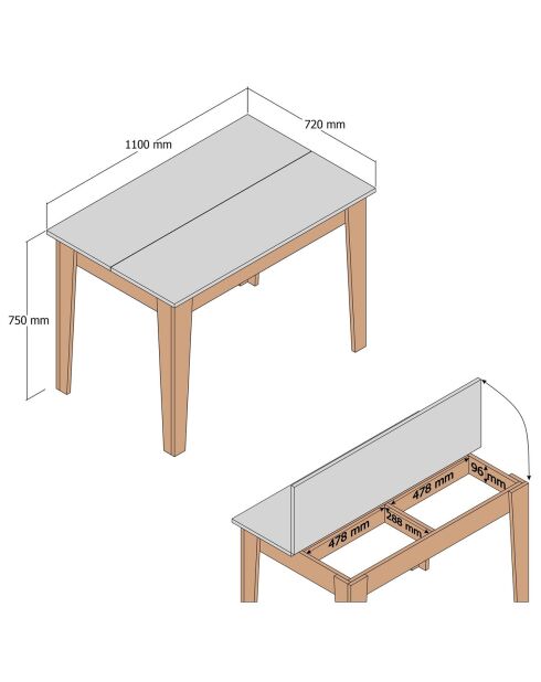Table Kiev noyer/blanc - 110x75x72 cm