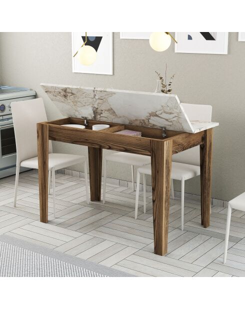 Table Kiev noyer/blanc - 110x75x72 cm