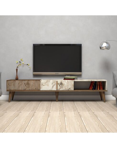 Meuble TV Milan noyer/blanc - 180x40x35 cm