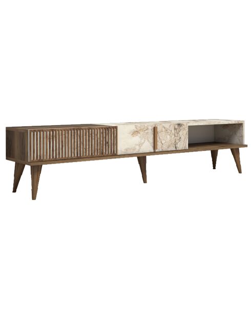 Meuble TV Milan noyer/blanc - 180x40x35 cm