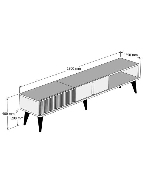 Meuble TV Milan noyer/blanc - 180x40x35 cm