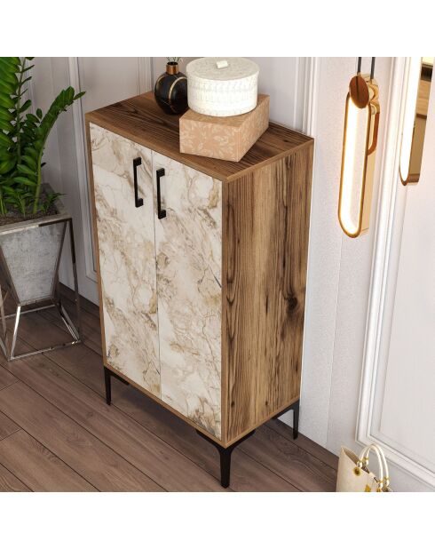 Meuble à chaussures Prag noyer/blanc - 60x111x35 cm