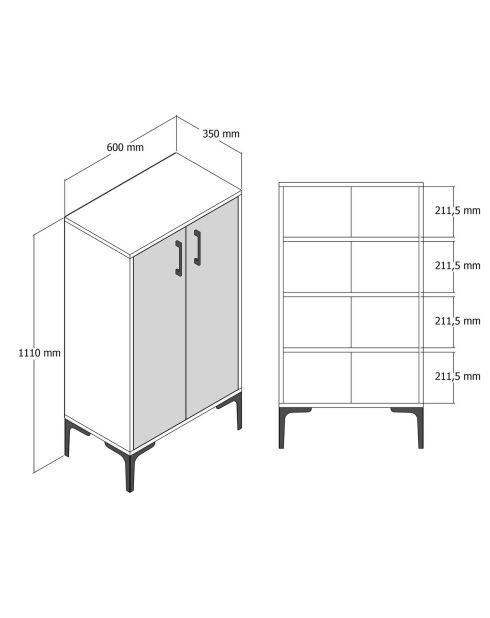 Meuble à chaussures Prag noyer/blanc - 60x111x35 cm