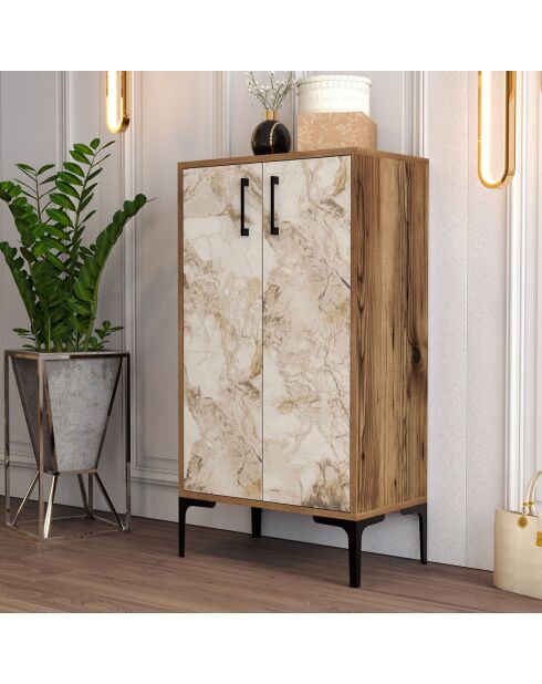 Meuble à chaussures Prag noyer/blanc - 60x111x35 cm