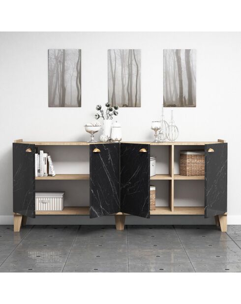 Buffet Sumer chêne/marbre - 180x77.8x41 cm