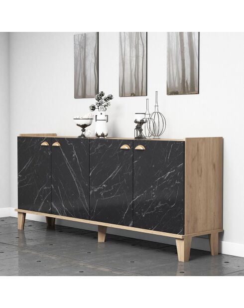 Buffet Sumer chêne/marbre - 180x77.8x41 cm