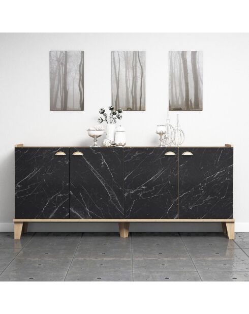 Buffet Sumer chêne/marbre - 180x77.8x41 cm