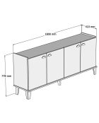 Buffet Sumer chêne/marbre - 180x77.8x41 cm