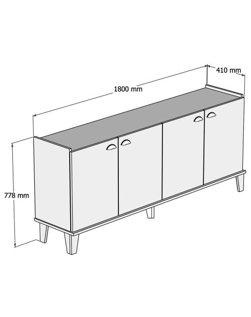 Buffet Sumer chêne/marbre - 180x77.8x41 cm