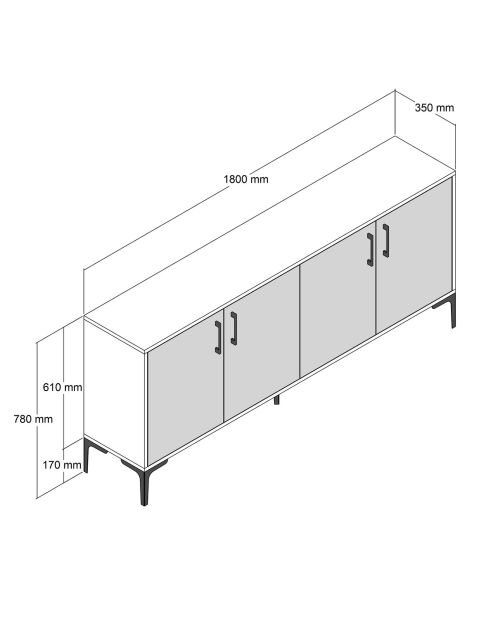 Buffet Kiev noyer/noir - 180x78x35 cm