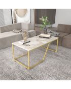 Table basse Wendy blanc/doré - 120x60x48 cm