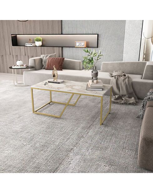 Table basse Wendy blanc/doré - 120x60x48 cm