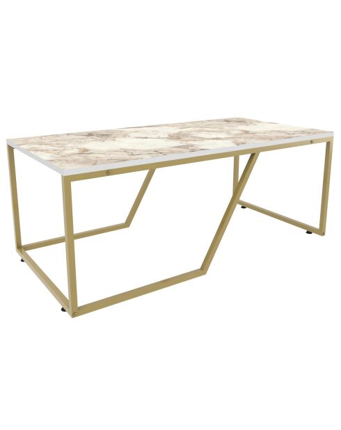 Table basse Wendy blanc/doré - 120x60x48 cm