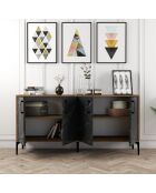 Buffet Kiev noyer/marbre noir - 160x78x35 cm