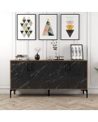 Buffet Kiev noyer/marbre noir - 160x78x35 cm