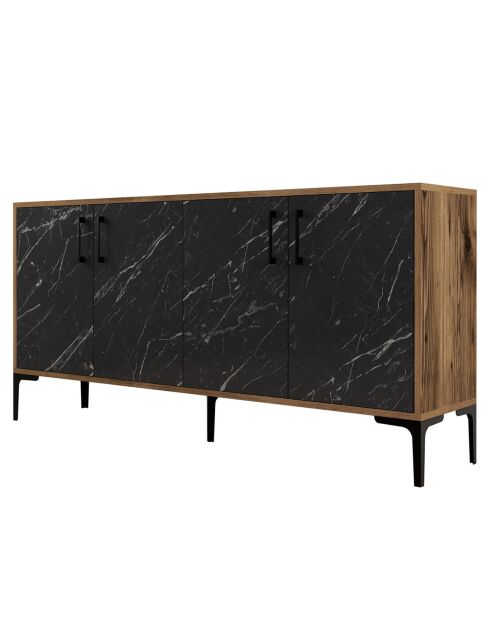 Buffet Kiev noyer/marbre noir - 160x78x35 cm