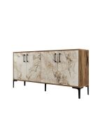 Buffet Kiev noyer/marbre blanc - 160x78x35 cm