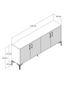Buffet Kiev noyer/marbre blanc - 160x78x35 cm