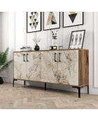 Buffet Kiev noyer/marbre blanc - 160x78x35 cm