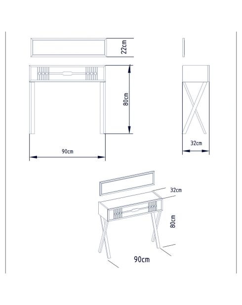 Console + Miroir Frida blancs